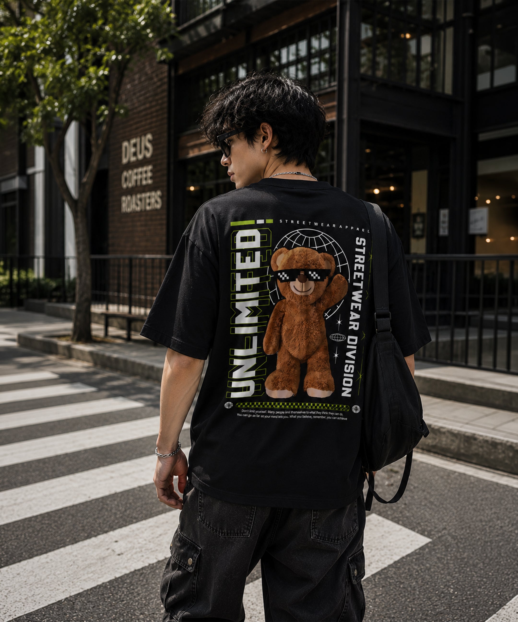 Unlimited Teddy Bear Oversized T-Shirt for Men | Premium Streetwear Back Print Graphic Tee