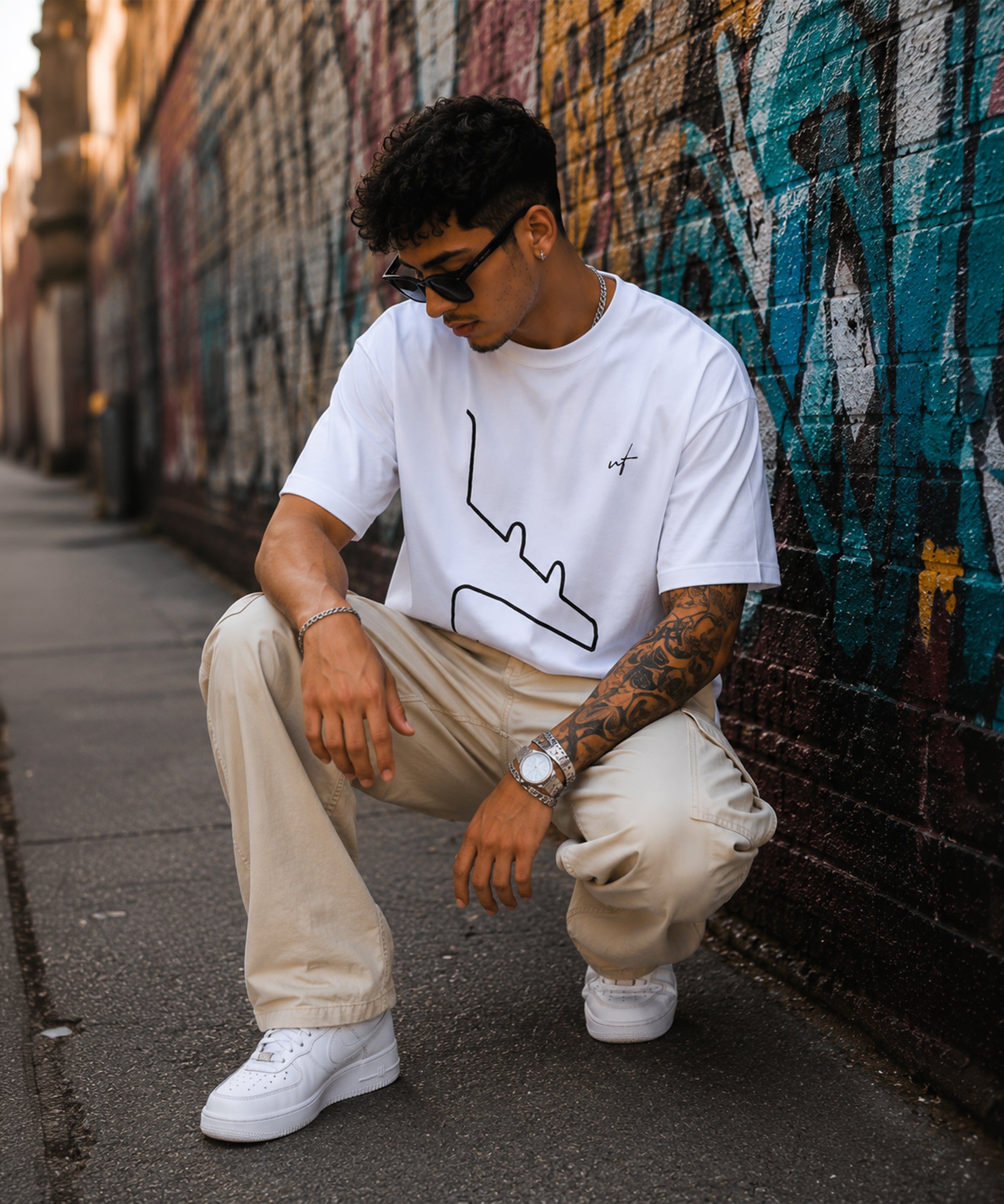Minimal Abstract Line Art Oversized T-Shirt for Men | Premium Streetwear Graphic Tee