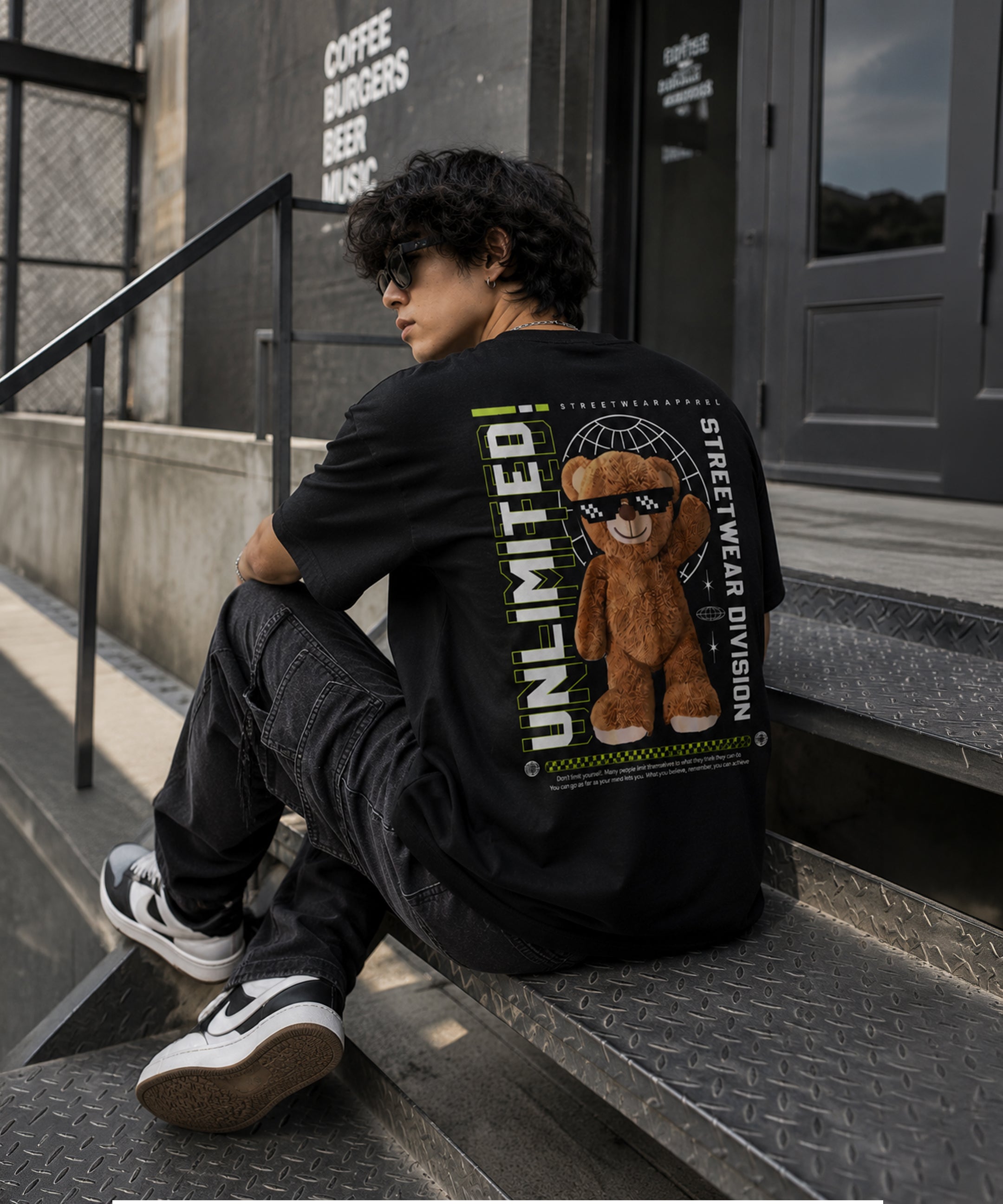 Unlimited Teddy Bear Oversized T-Shirt for Men | Premium Streetwear Back Print Graphic Tee
