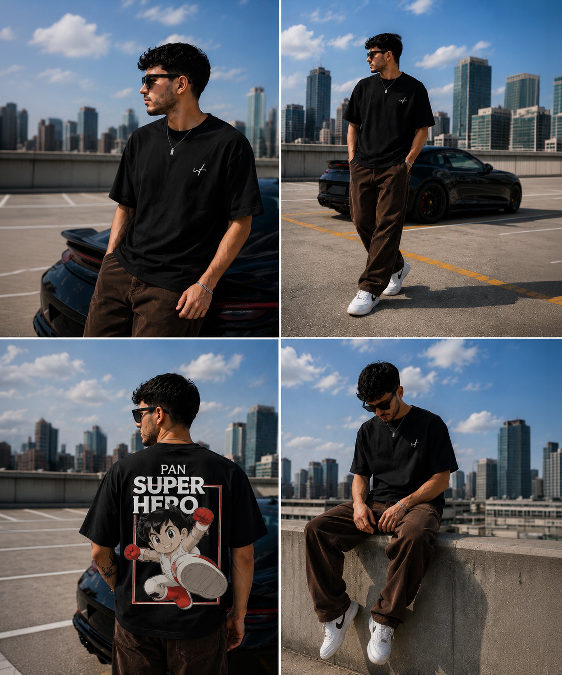 Super Hero Anime Oversized T-Shirt for Men | Back Print Streetwear Graphic Tee