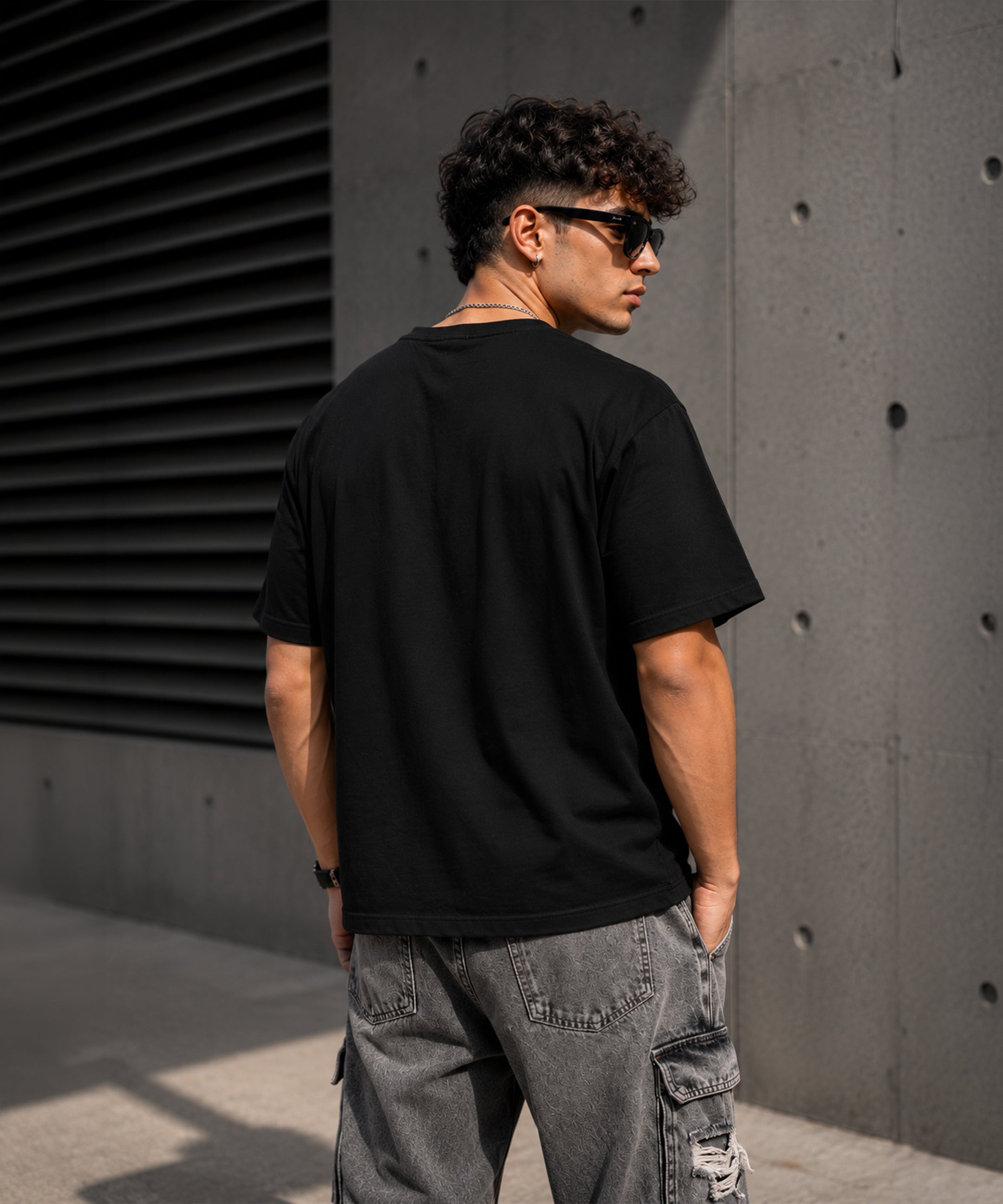 Stay Cool Teddy Bear Oversized T-Shirt for Men | Aesthetic Streetwear Tee | Black & White