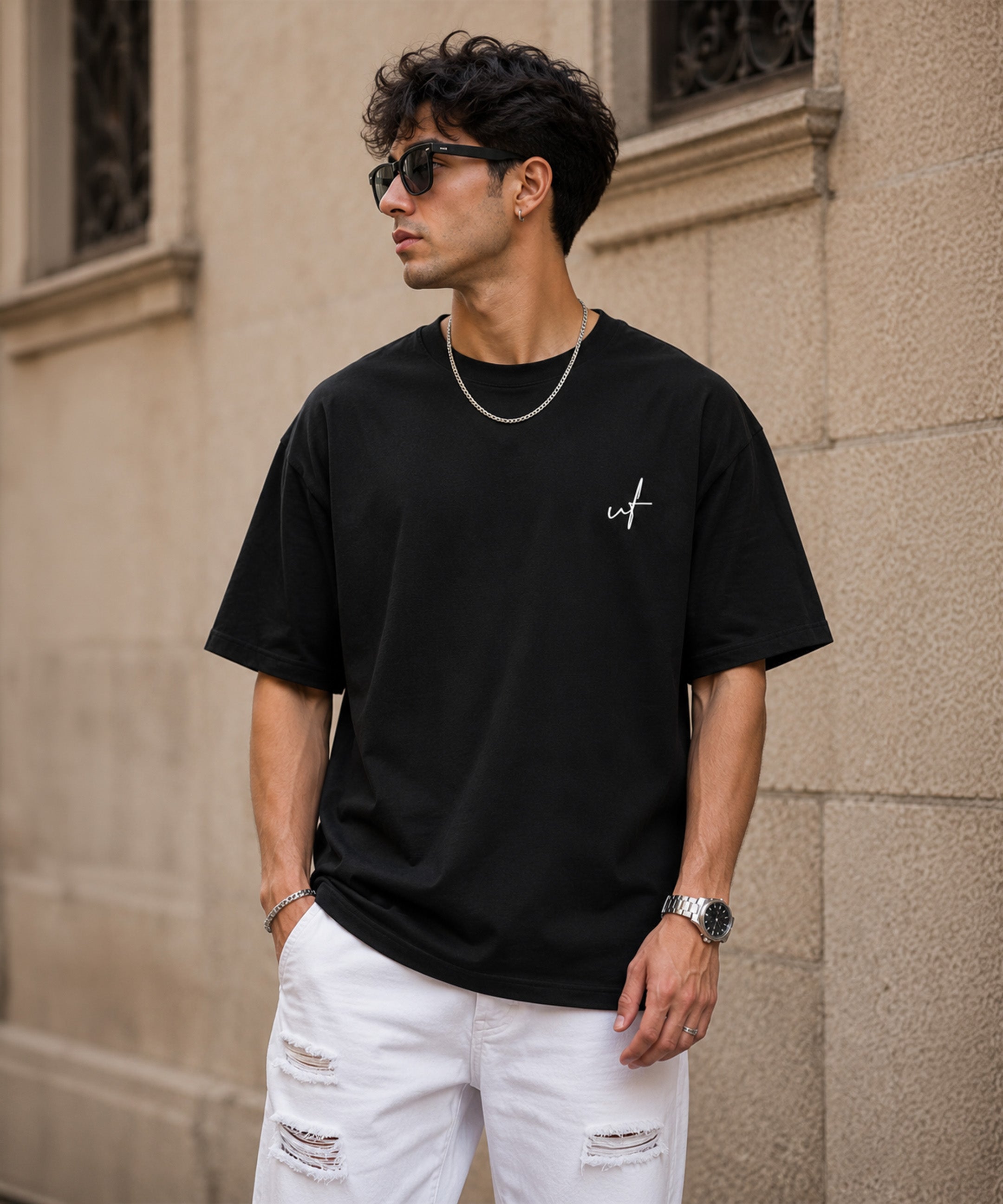 Colorful Teddy Bear Oversized T-Shirt for Men | Aesthetic Streetwear Tee | Black & White