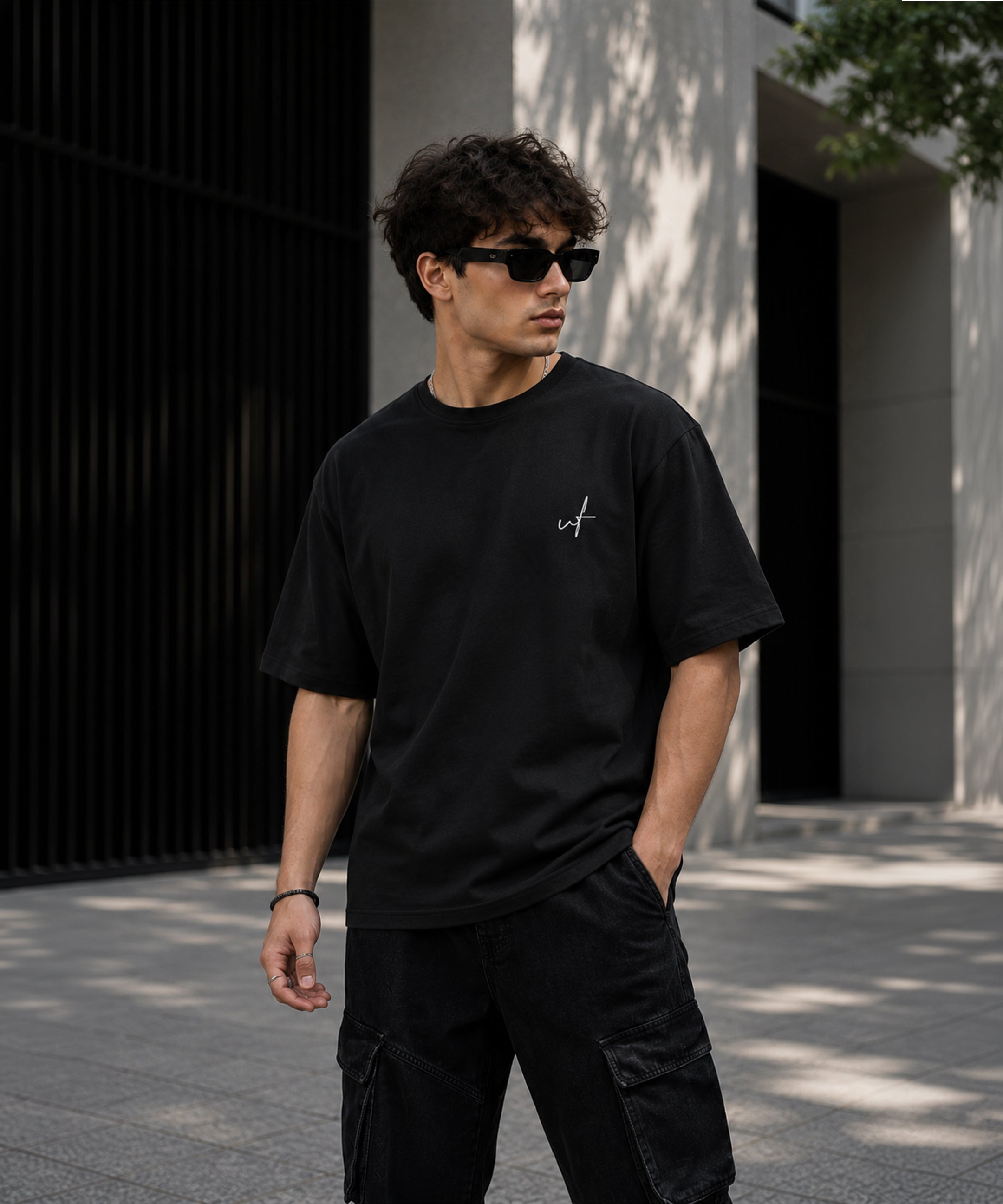 Fake Smile Teddy Bear Oversized T-Shirt for Men | Aesthetic Streetwear Tee | Black & White