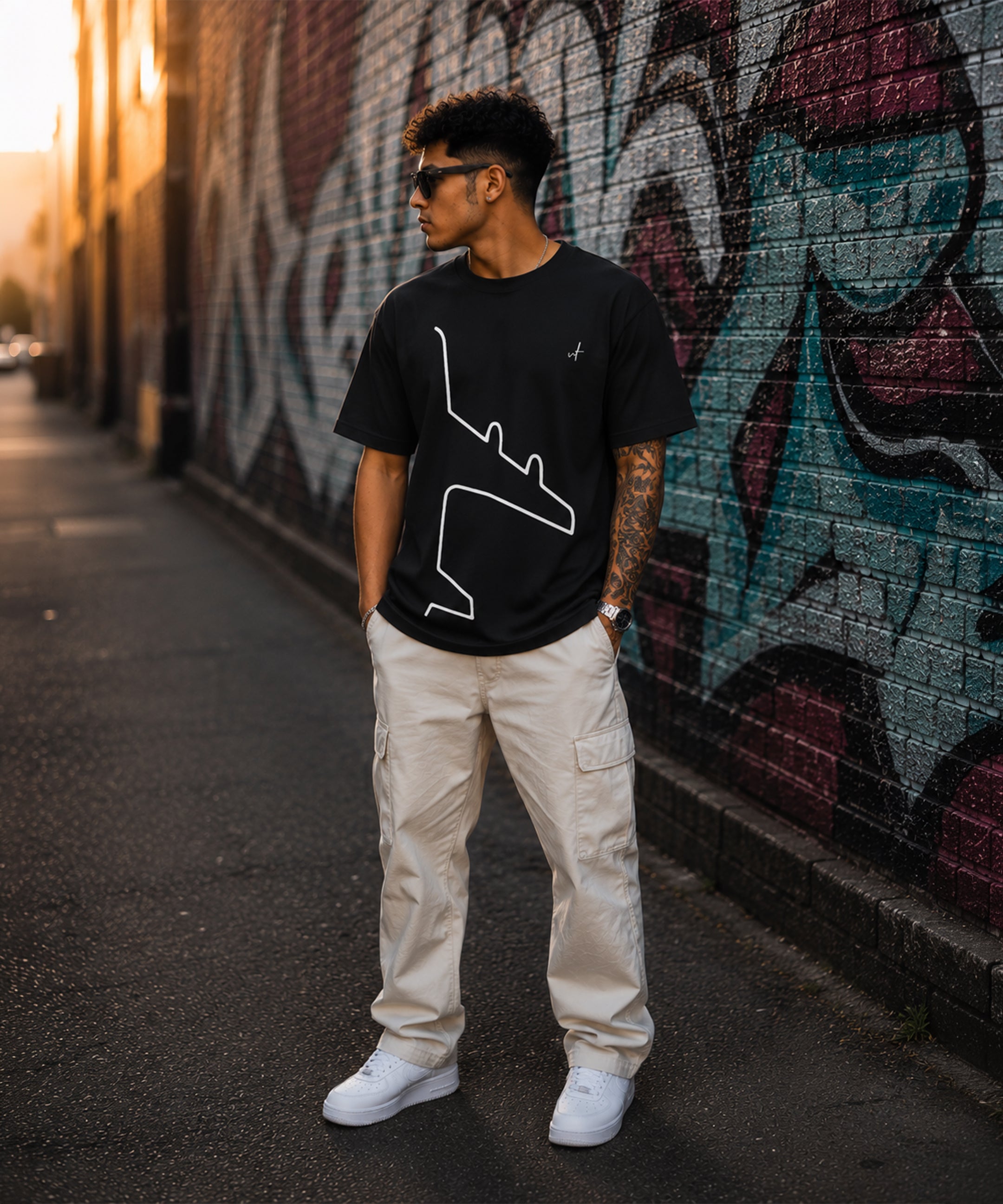 Minimal Abstract Line Art Oversized T-Shirt for Men | Premium Streetwear Graphic Tee
