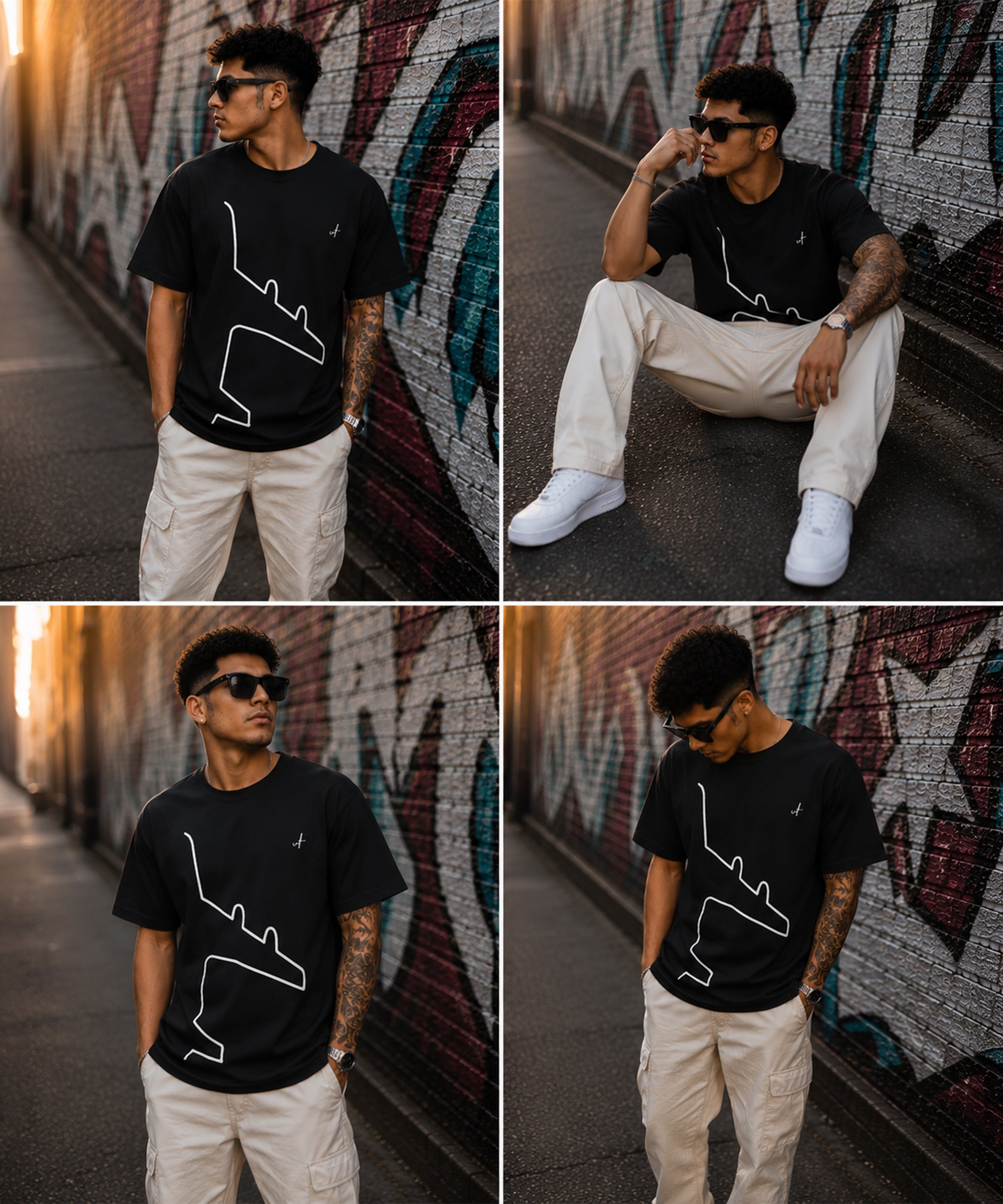 Minimal Abstract Line Art Oversized T-Shirt for Men | Premium Streetwear Graphic Tee