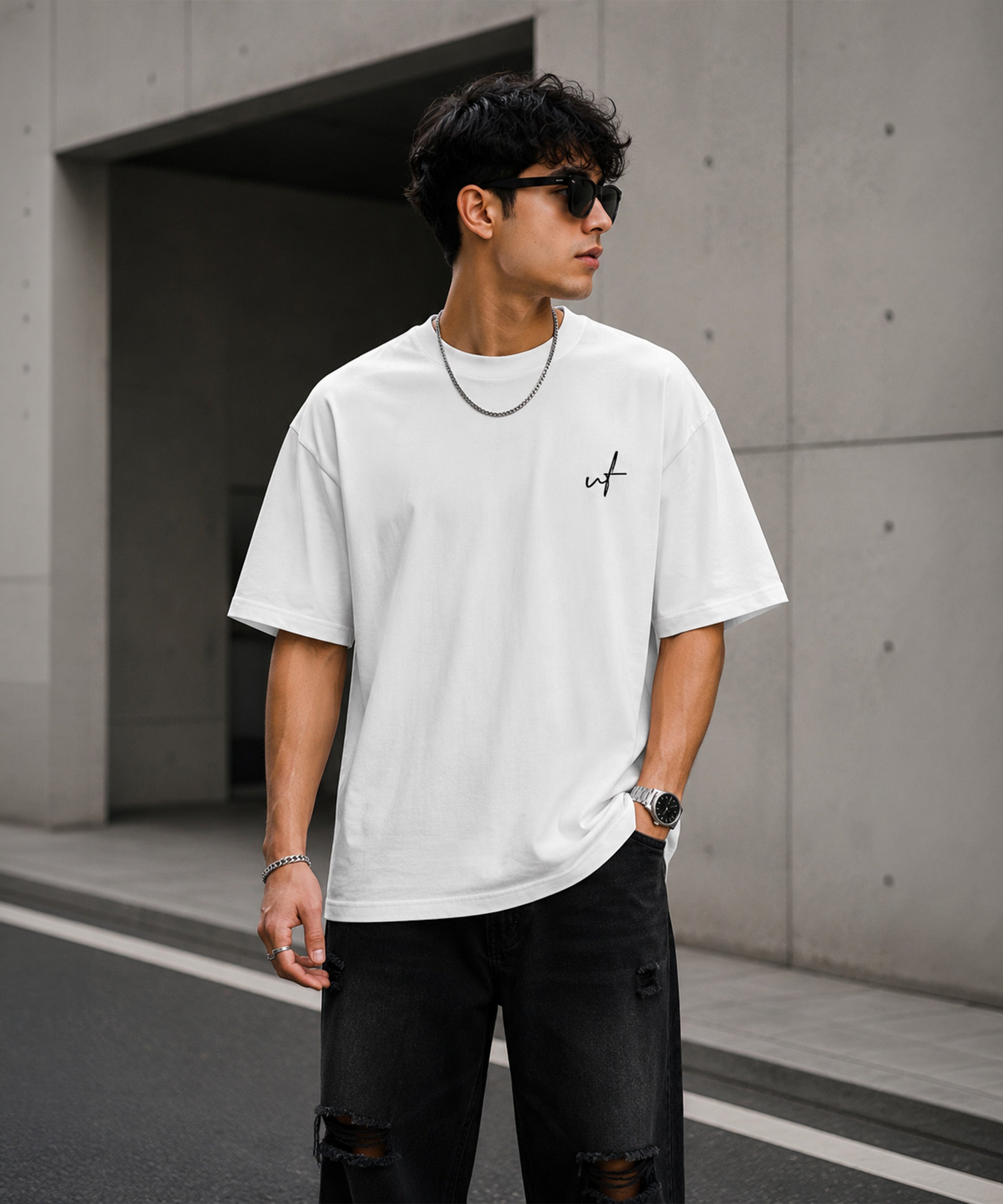 Colorful Teddy Bear Oversized T-Shirt for Men | Aesthetic Streetwear Tee | Black & White