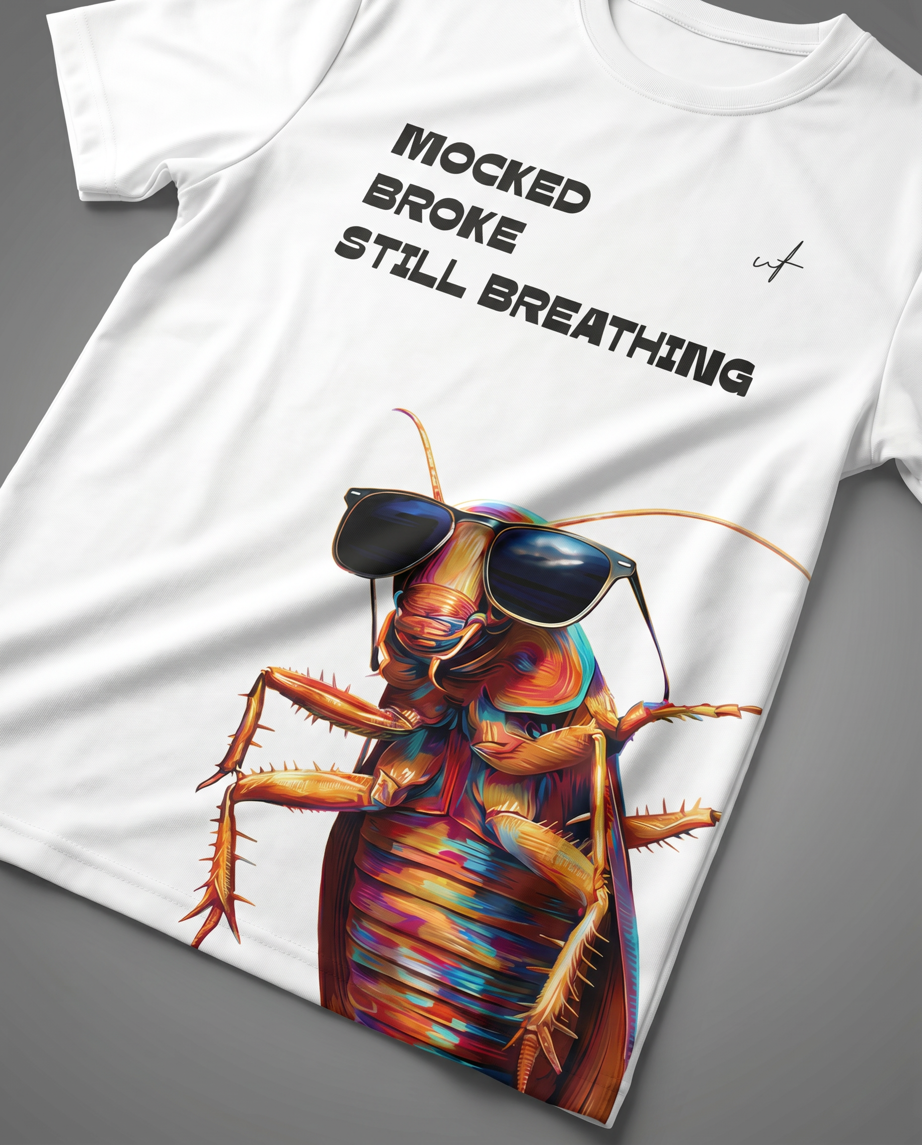Cockroach Graphic Oversized T-Shirt for Men | Funky Streetwear Tee | Black & White