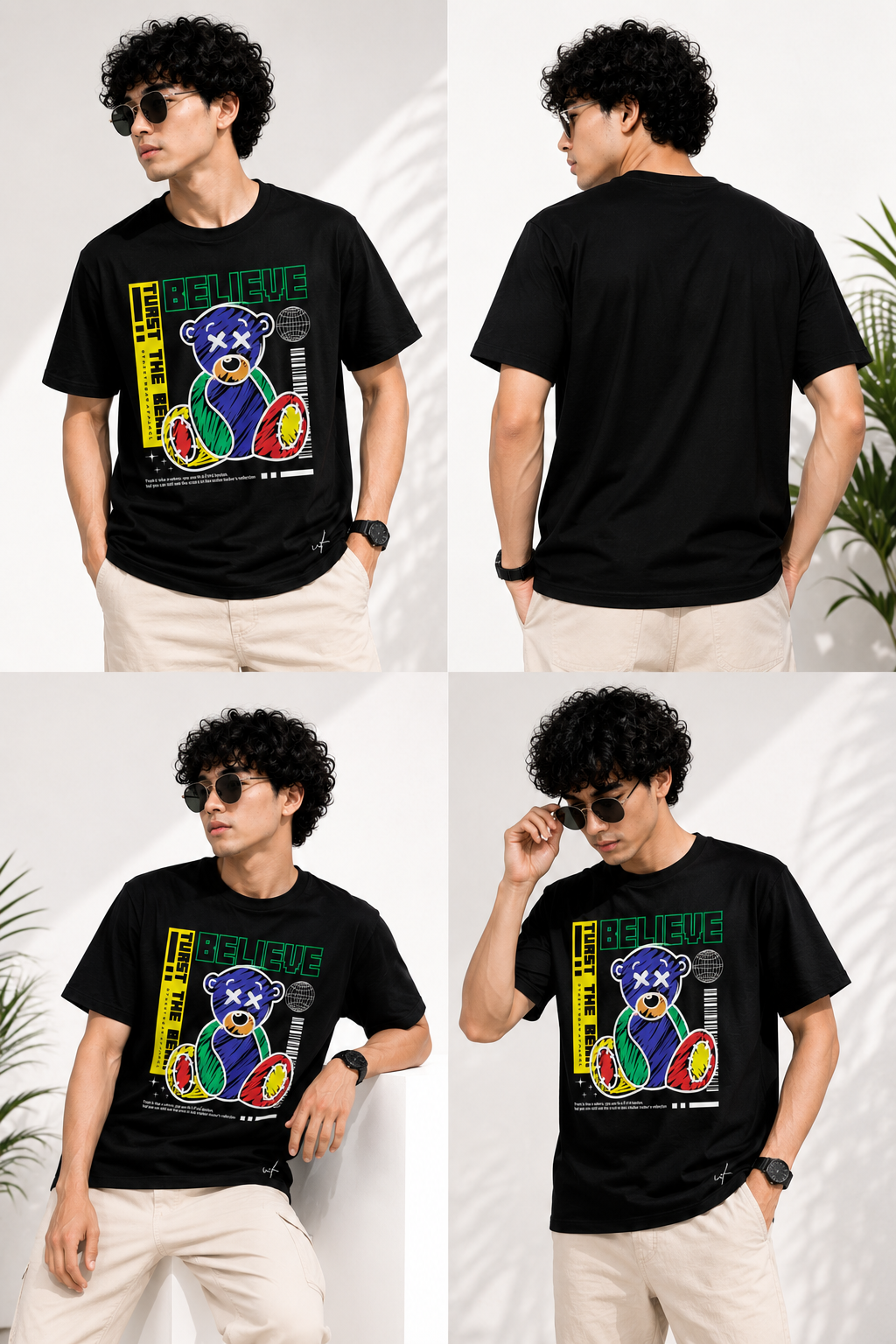 Believe Bear Graphic T-Shirt – Neon Urban Streetwear Tee