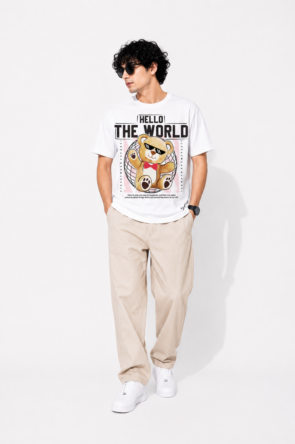Hello The World Teddy Graphic T-Shirt – Cute Streetwear Oversized Tee