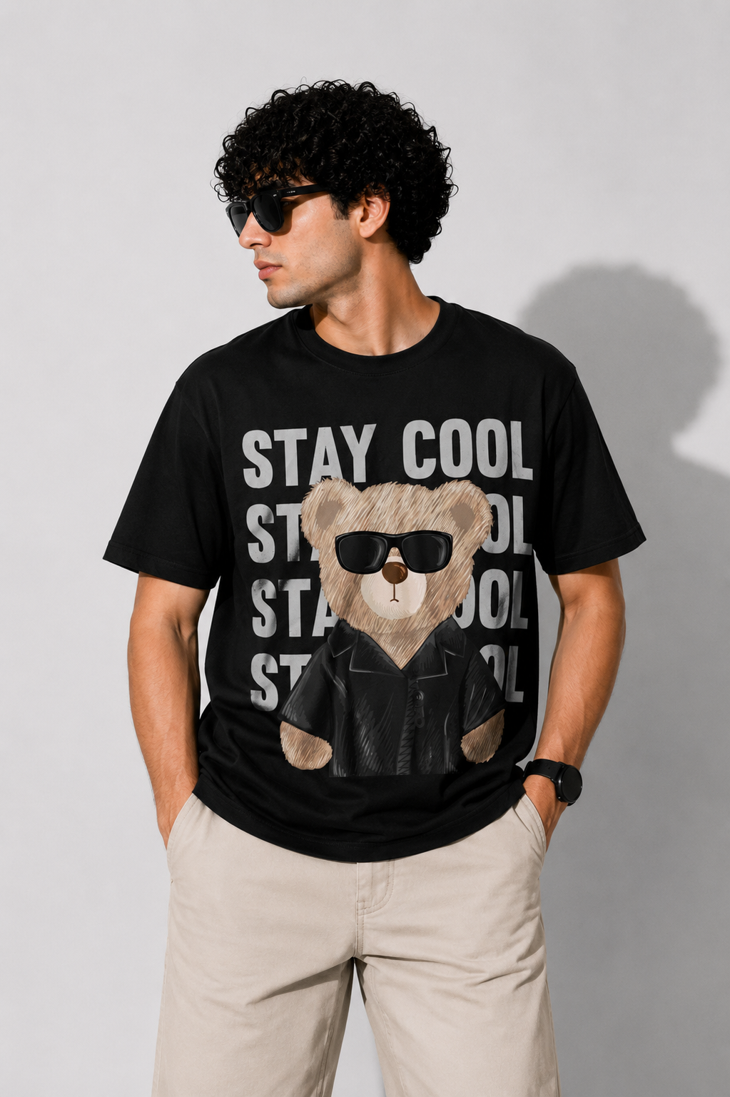Stay Cool Teddy Graphic T-Shirt – Trendy Oversized Streetwear Tee