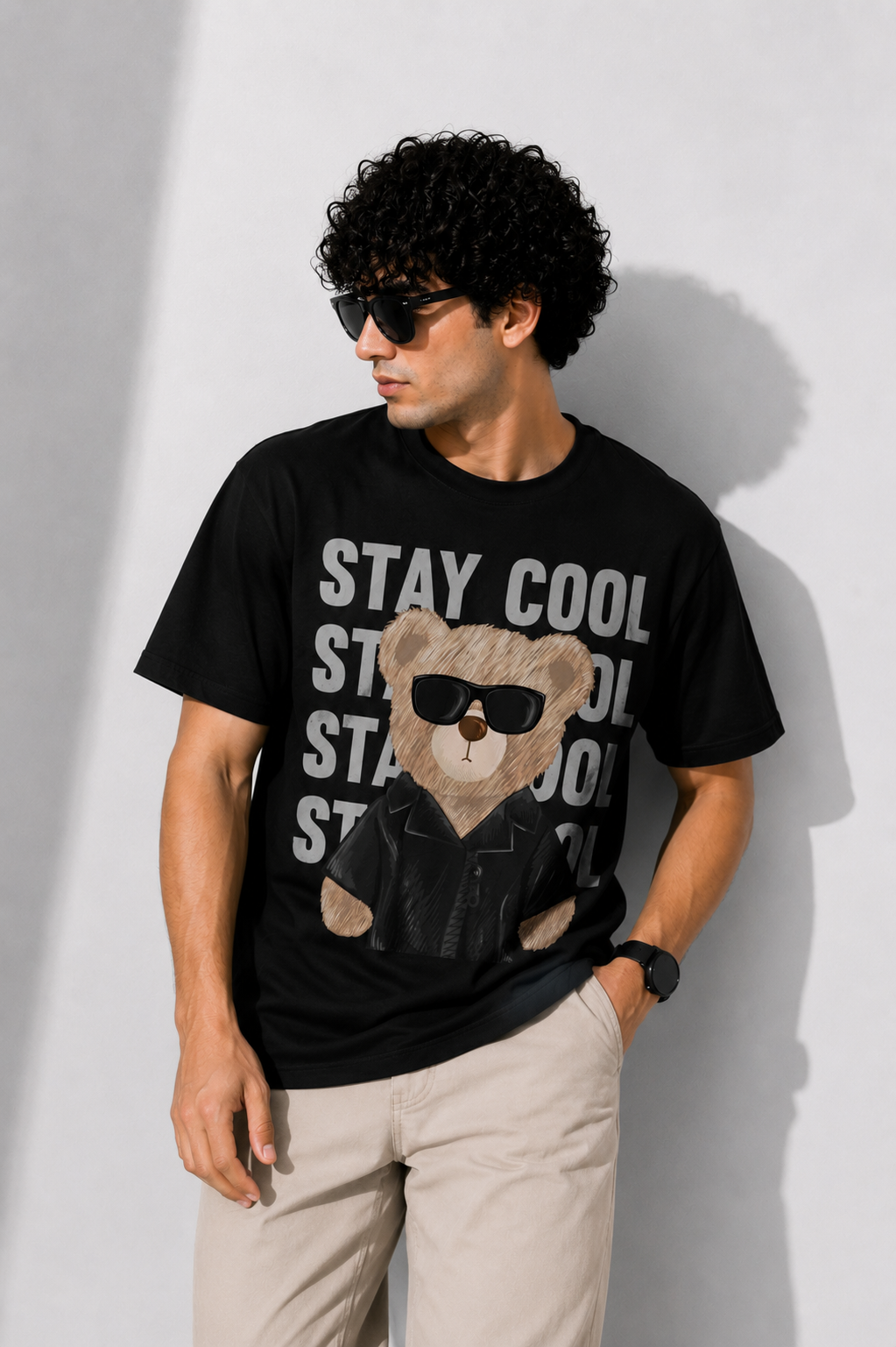 Stay Cool Teddy Graphic T-Shirt – Trendy Oversized Streetwear Tee