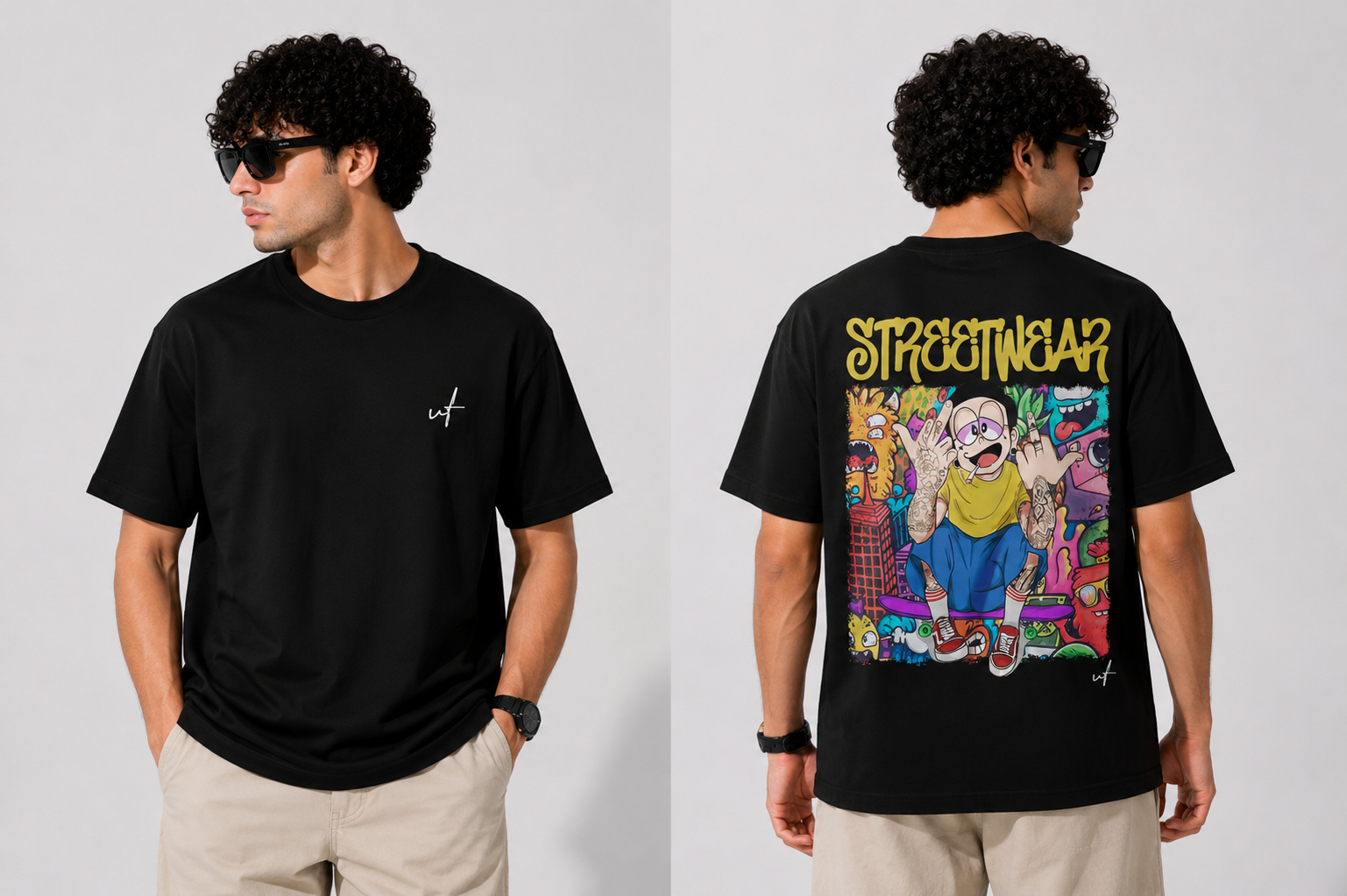 Streetwear Cartoon Graphic Oversized T-Shirt – Urban Back Print Tee