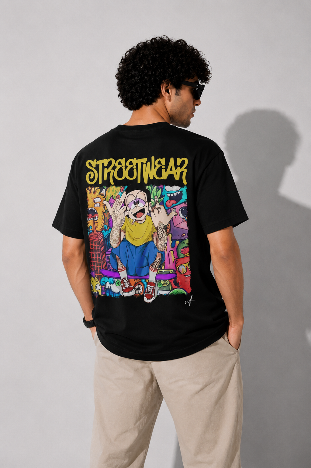 Streetwear Cartoon Graphic Oversized T-Shirt – Urban Back Print Tee