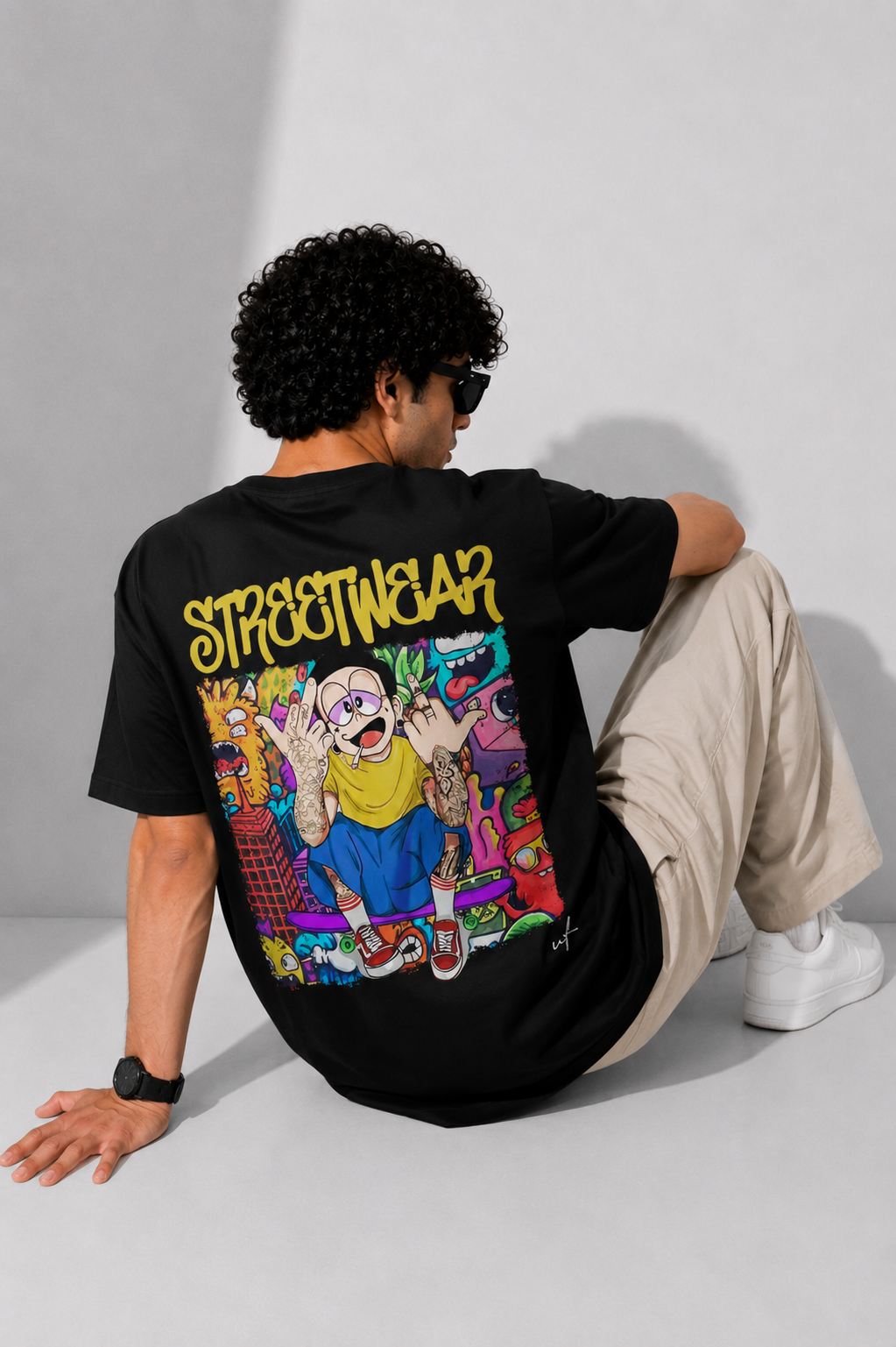 Streetwear Cartoon Graphic Oversized T-Shirt – Urban Back Print Tee