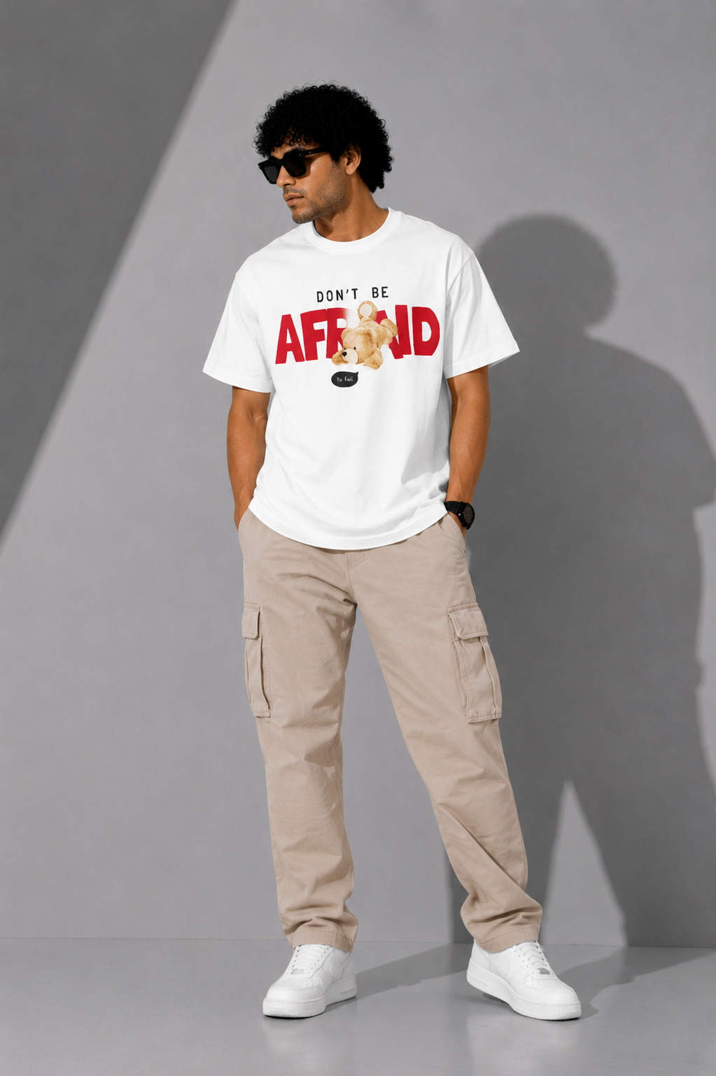 Don’t Be Afraid Oversized T-Shirt – Minimal Streetwear Back Print Tee