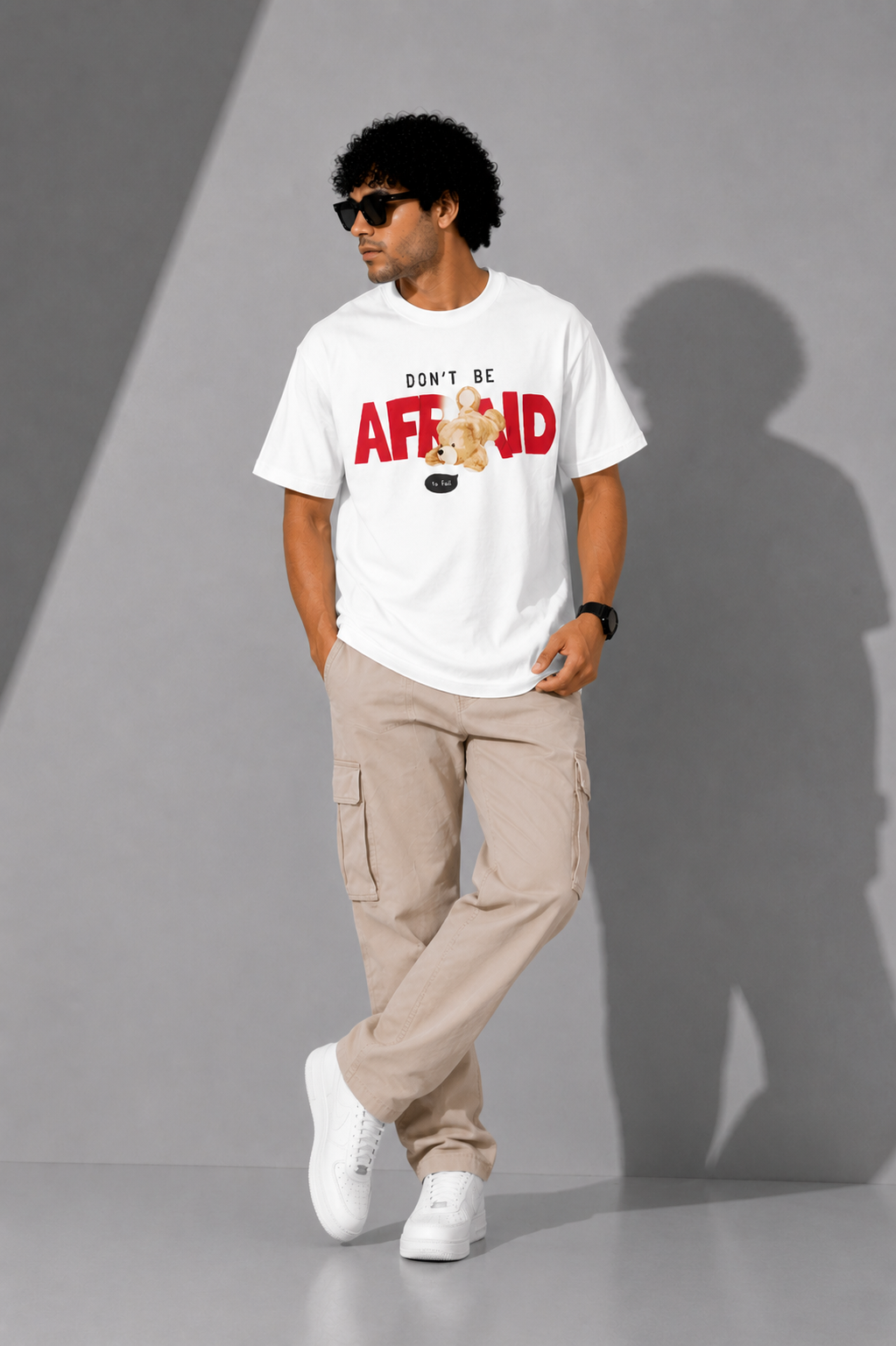 Don’t Be Afraid Oversized T-Shirt – Minimal Streetwear Back Print Tee