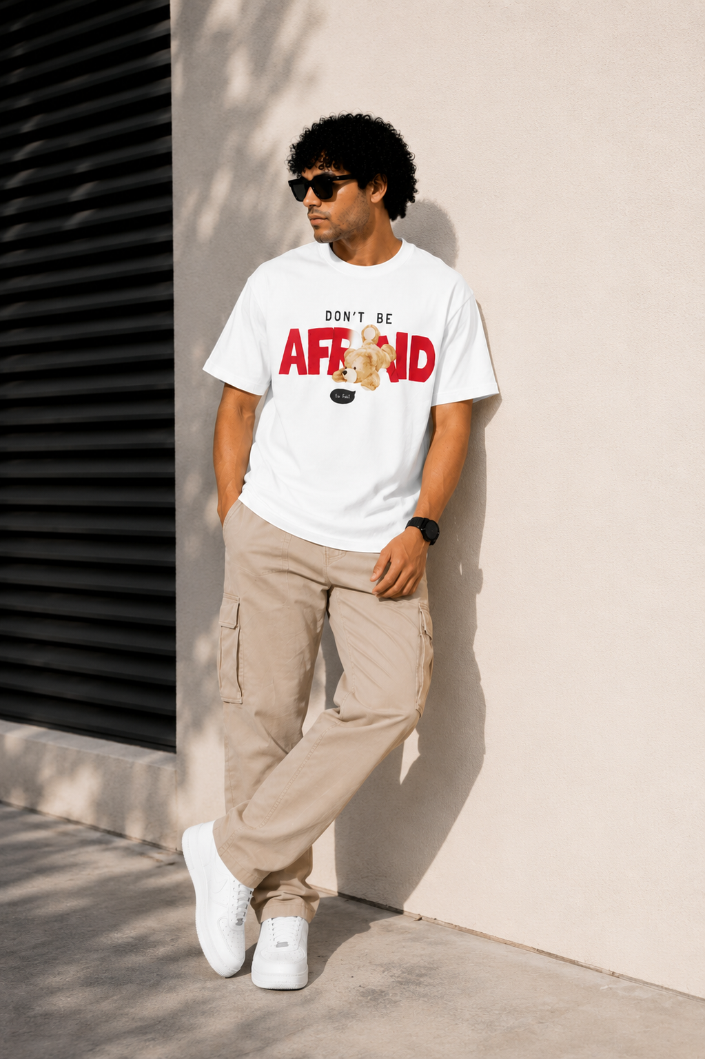Don’t Be Afraid Oversized T-Shirt – Minimal Streetwear Back Print Tee