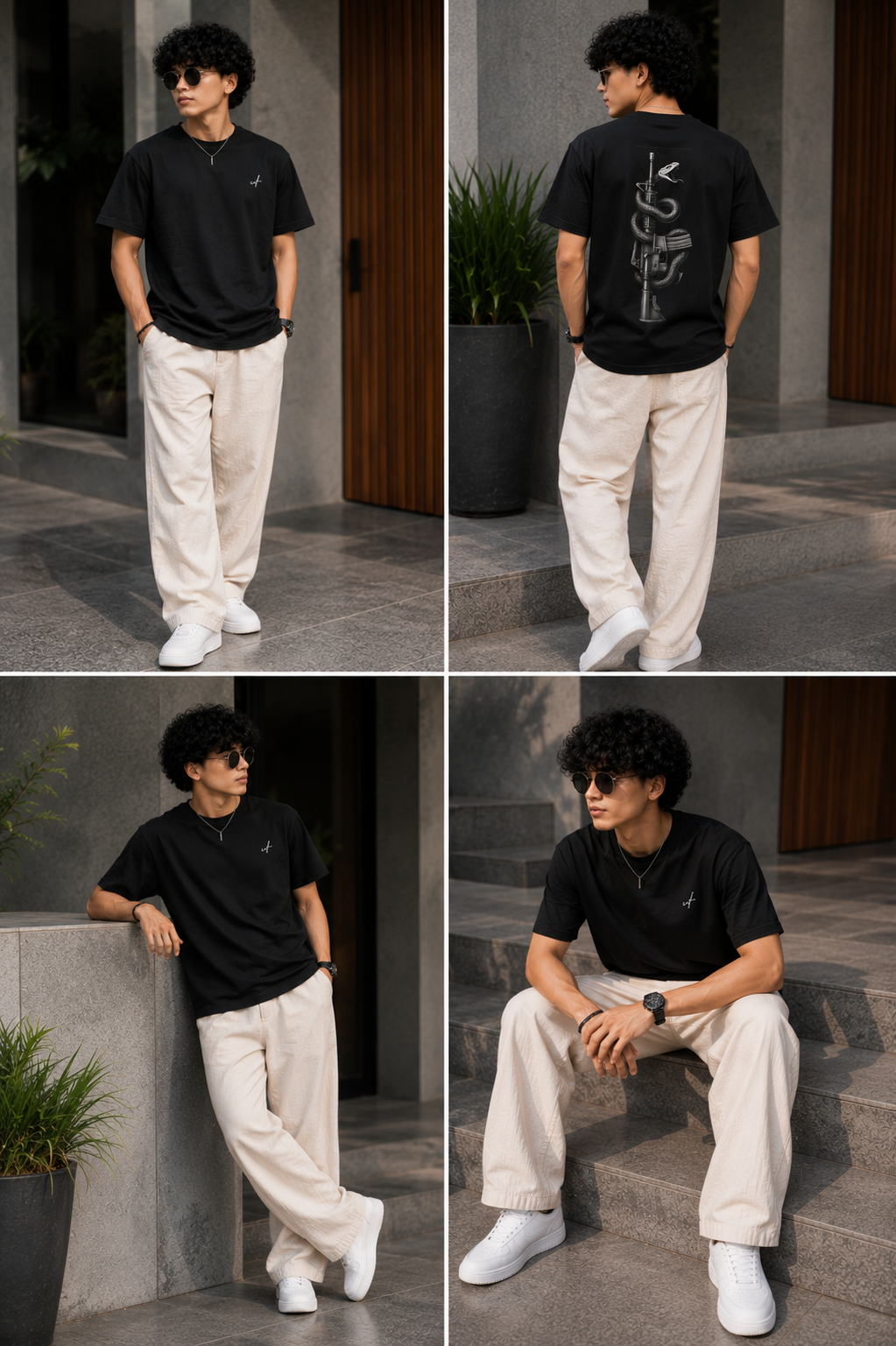 Black Oversized Snake Graphic T-Shirt for Men – Dark Aesthetic Streetwear Back Print Tee