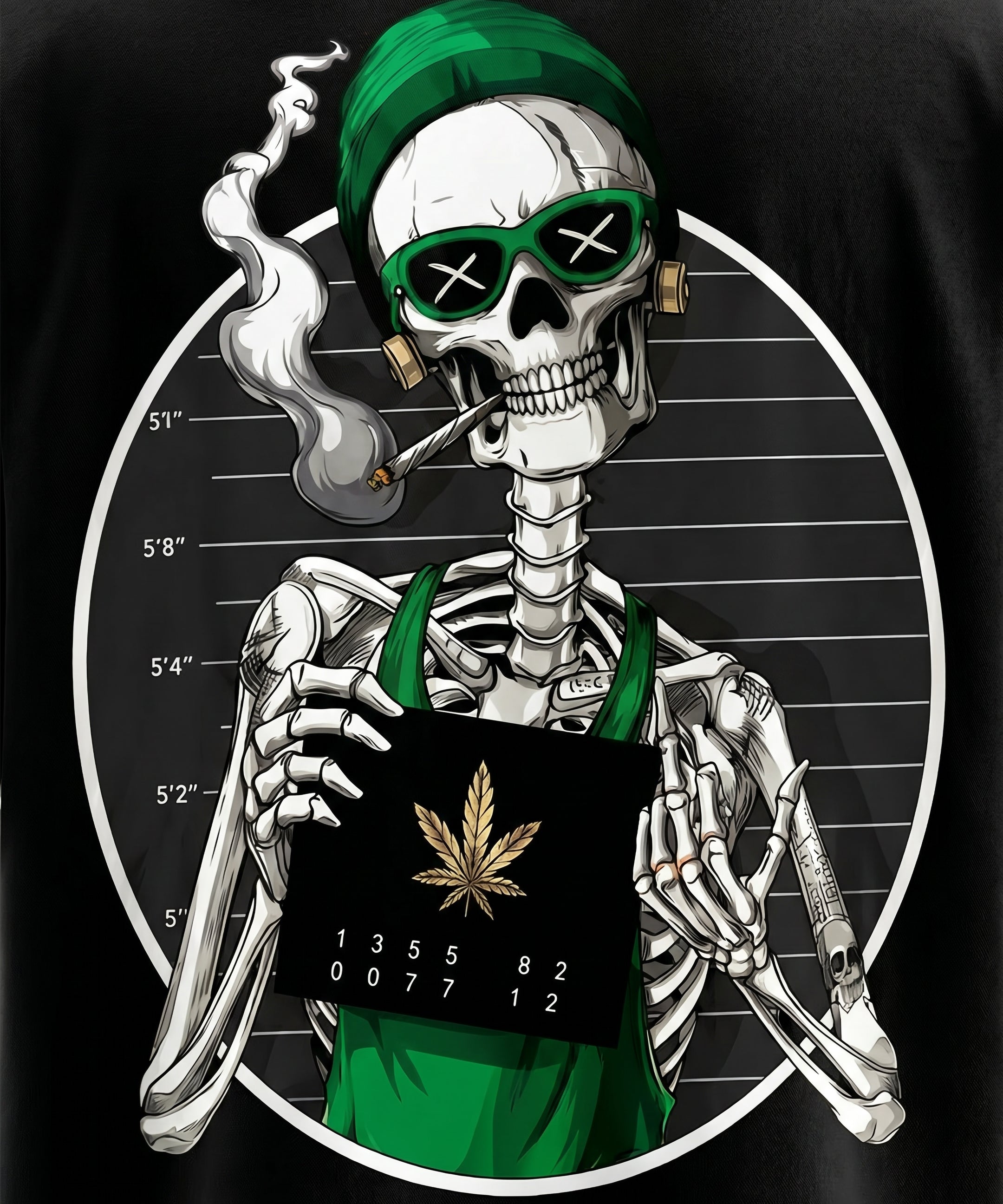 Skeleton Graphic Oversized T-Shirt for Men | Streetwear Back Print Tee | Black & White