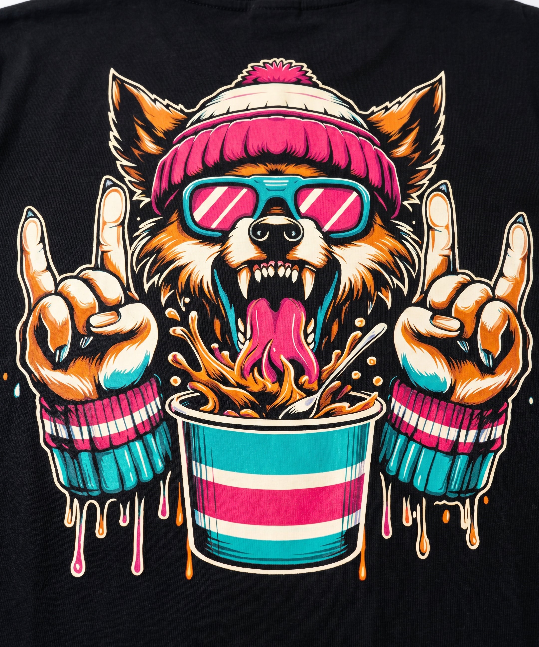 Wolf Graphic Oversized Black T-Shirt for Men | Funky Streetwear Back Print Tee