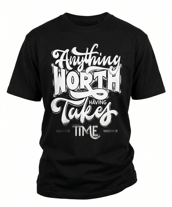 Typography Graphic Black T-Shirt for Men | Motivational Streetwear Tee