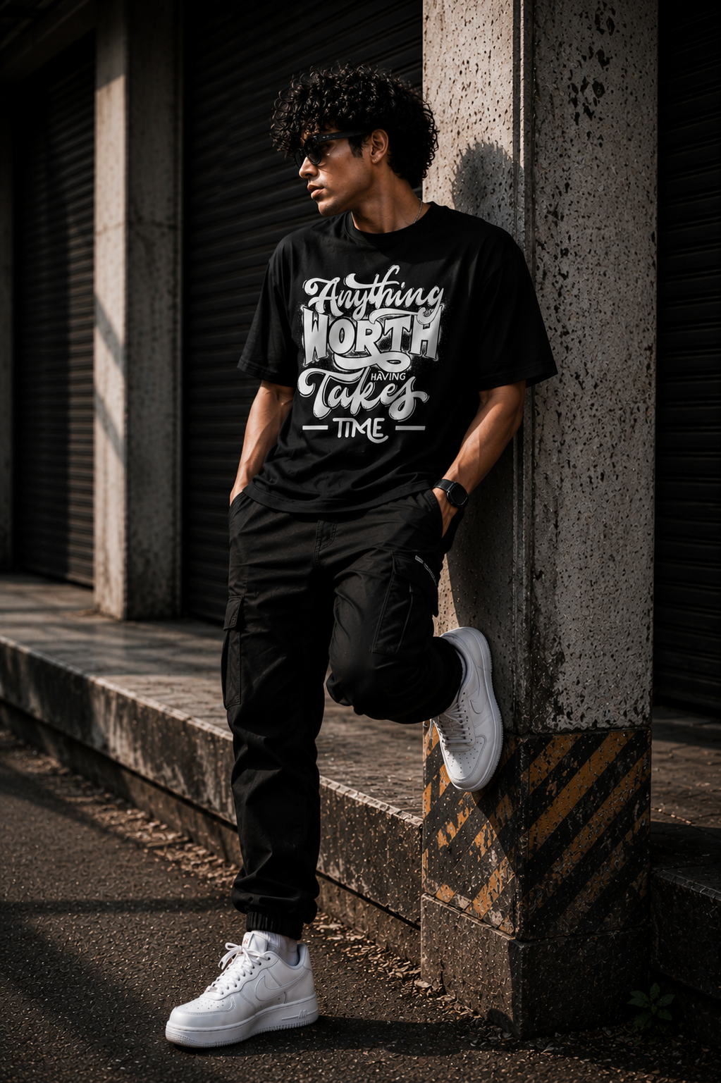 Typography Graphic Black T-Shirt for Men | Motivational Streetwear Tee
