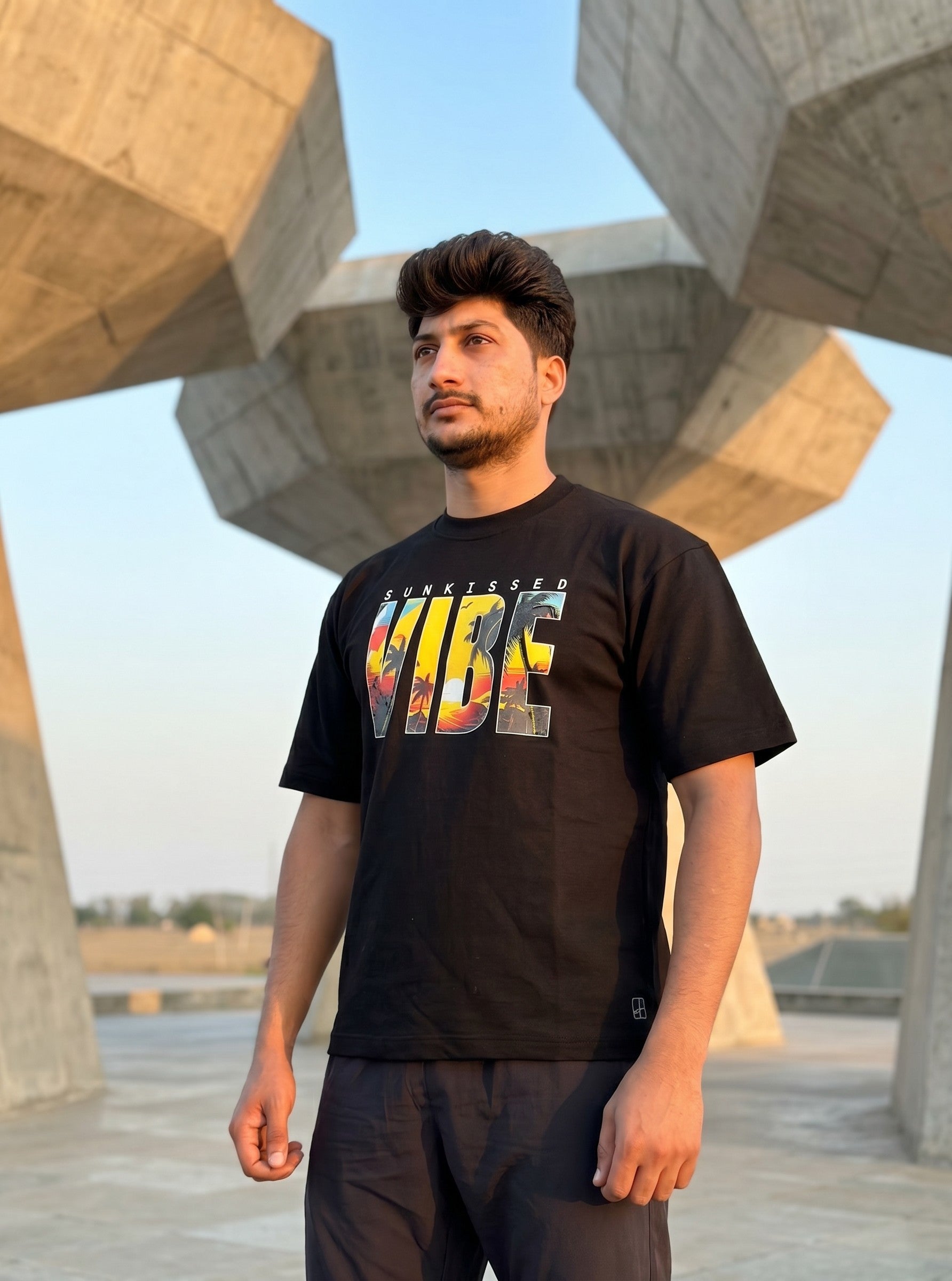 Vibe Graphic Black T-Shirt for Men | Sunkissed Streetwear Tee