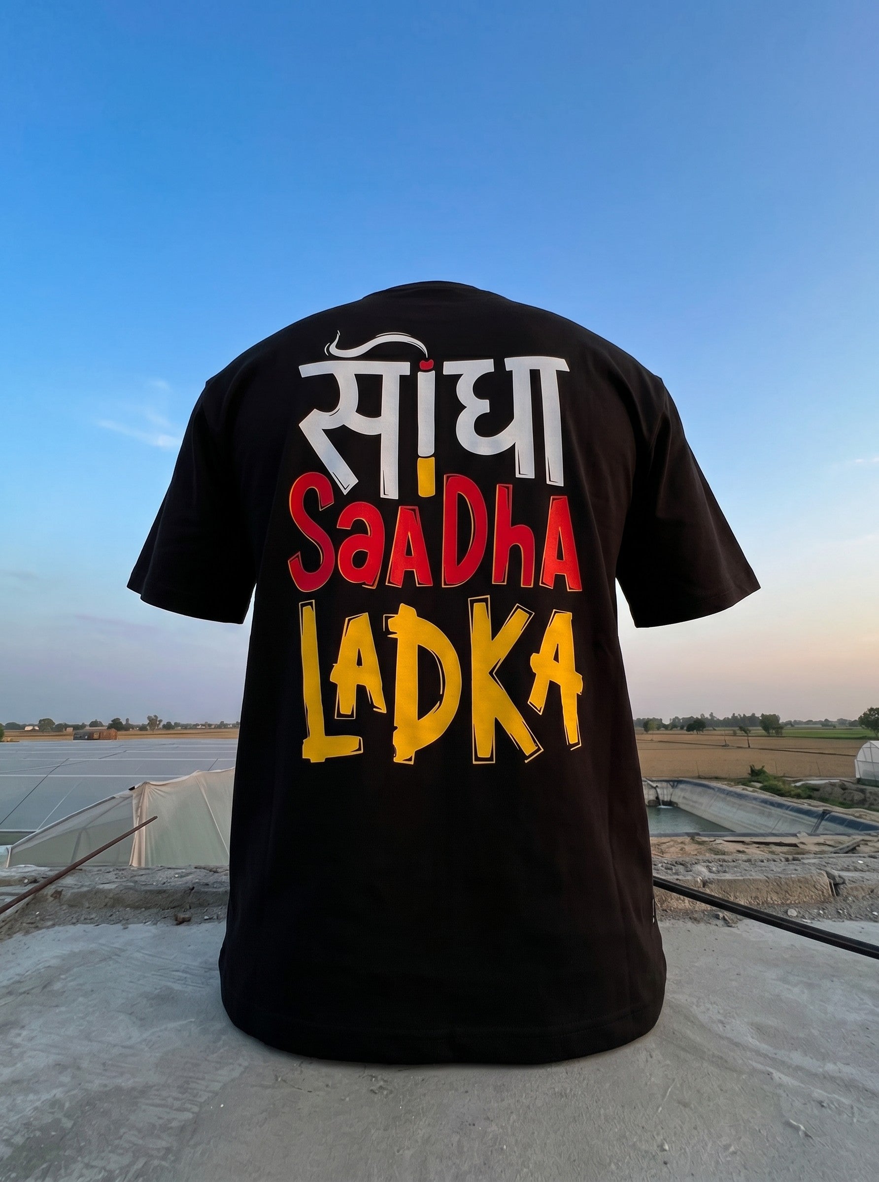 Saadha Ladka Graphic Black T-Shirt for Men | Hindi Typography Streetwear Tee