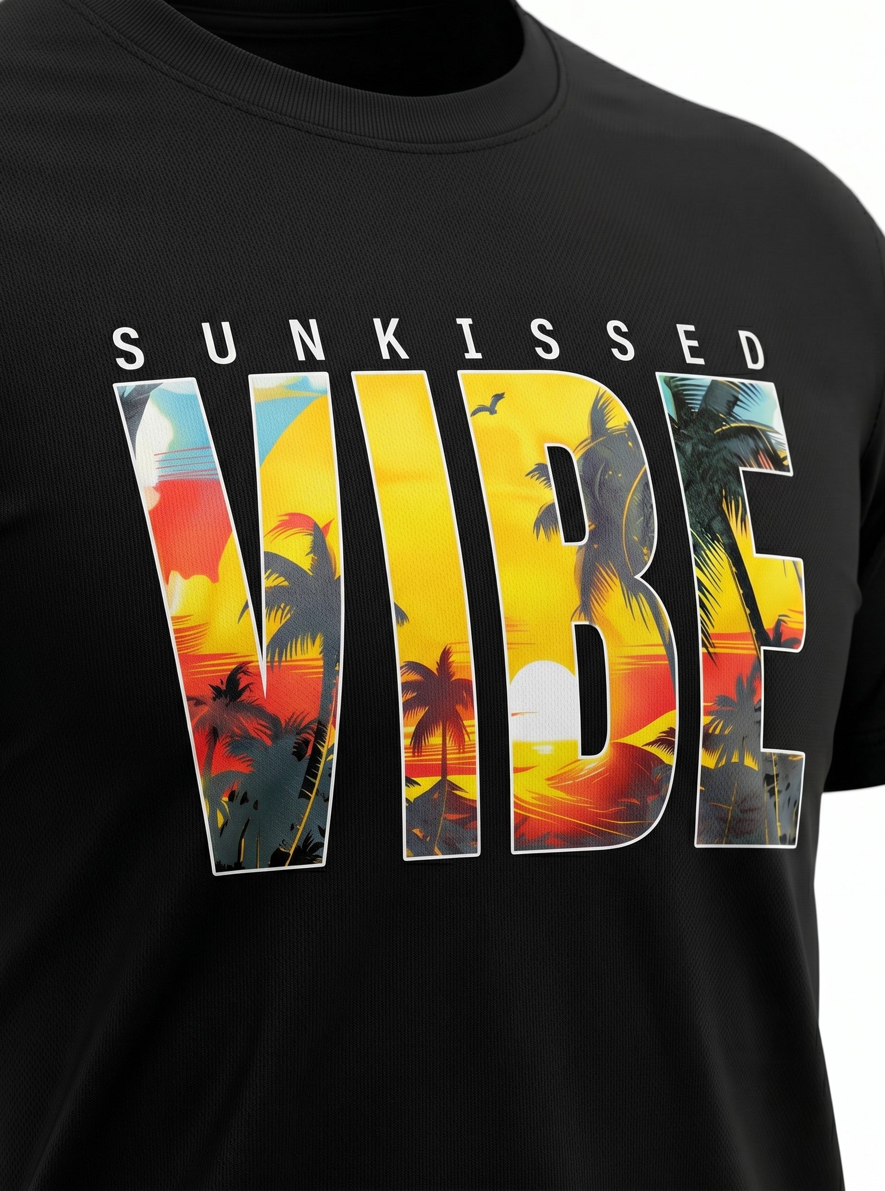 Vibe Graphic Black T-Shirt for Men | Sunkissed Streetwear Tee