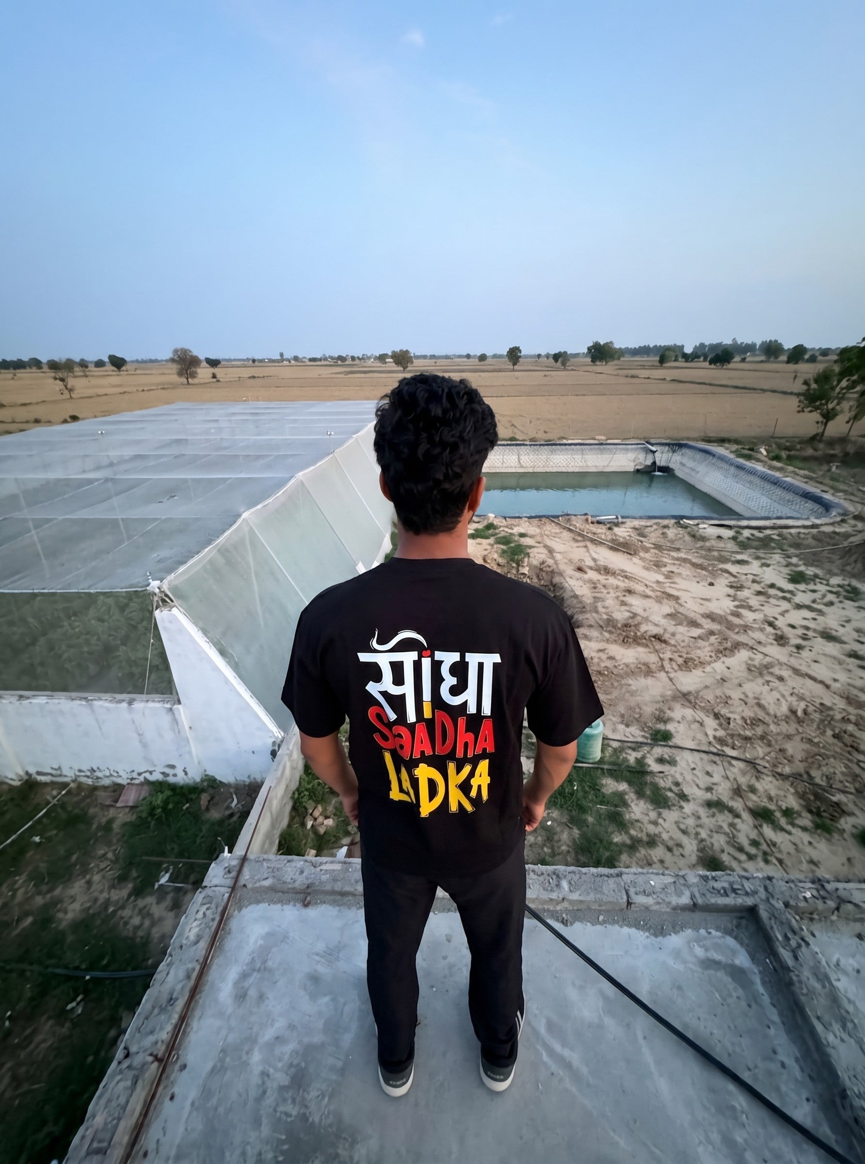 Saadha Ladka Graphic Black T-Shirt for Men | Hindi Typography Streetwear Tee