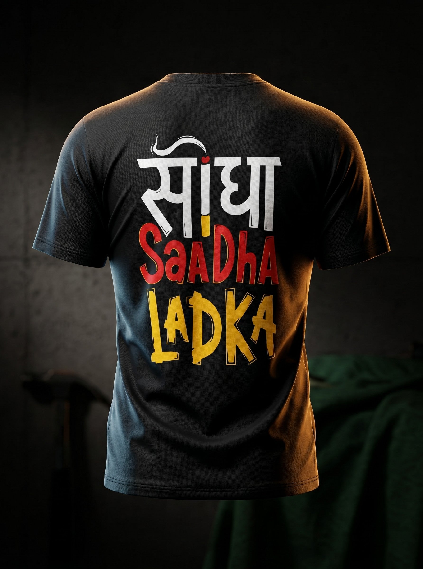 Saadha Ladka Graphic Black T-Shirt for Men | Hindi Typography Streetwear Tee